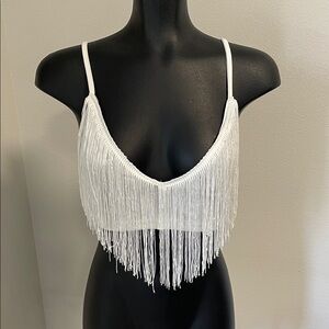 White Fringe Women's Top